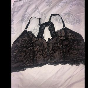 Black & Nude Lace Racer Back Bralette